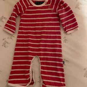 TOOBYDOO Red Striped Kids One Piece / 0-3 mo